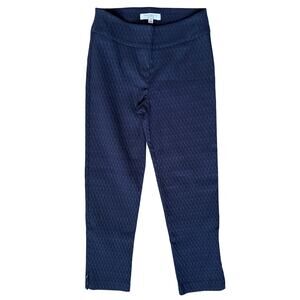 Margaret M Petite Navy Blue Jacquard Pants Size Small